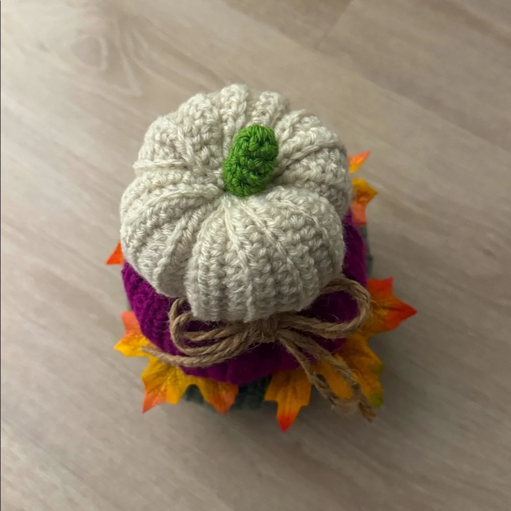 Handcrafted Crochet Knit Pumpkin Stack Decor